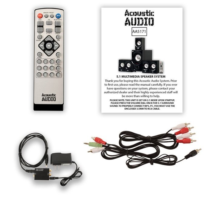 Acoustic Audio AA5171 Home Theater 5.1 Bluetooth Speaker System with FM and Optical Input N3