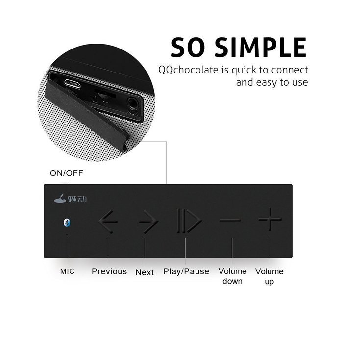 Meidong Universal Water Resistance QQChocolate Portable V4.0 Wireless Bluetooth Speaker with 10W Dual Driver and... N4