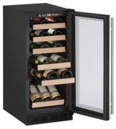 U-Line U1215WCS00B Wine Captain 1000 Series Built-In and Freestanding Wine Cooler with 24 Bottle Capacity, in...