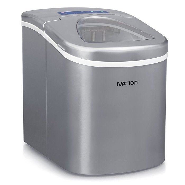 Ivation IVA-ICEM15SIL Portable Ice Maker with Easy-Touch Buttons for Digital Operation, Silver N17