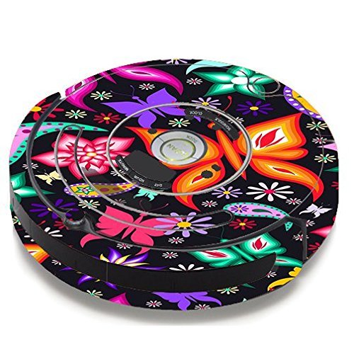Skin Decal Vinyl Wrap For IRobot Roomba 650 655 Vacuum / Floral Butterflies