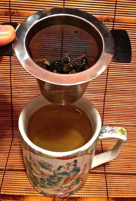 Wing-Tipped Stainless Steel Tea Strainer with Cover N3