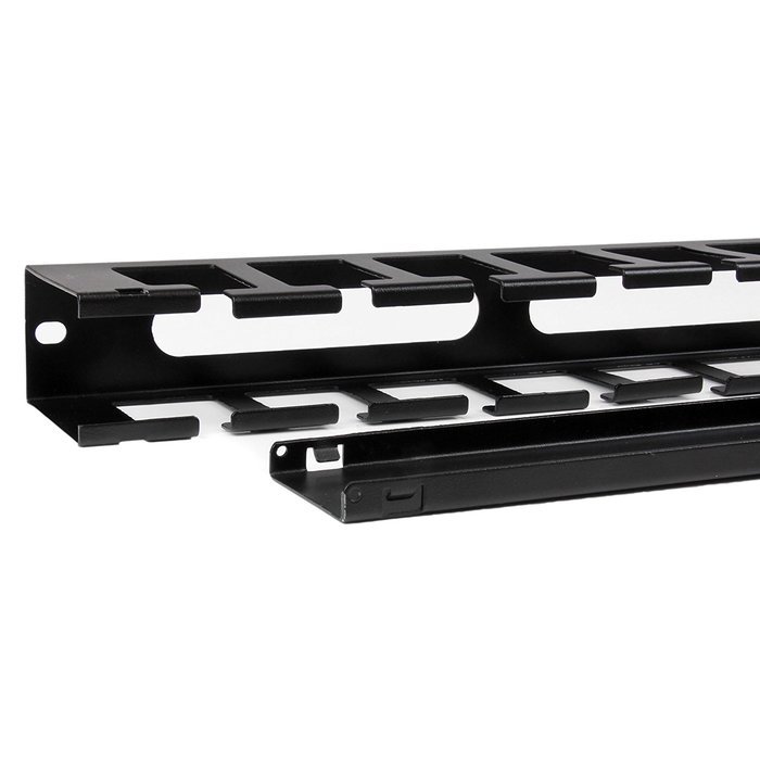 StarTech.com 2U Horizontal Finger Duct Rack Cable Management Panel with Cover CMDUCT2U Black N9