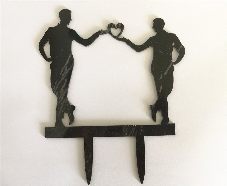 TtoyouU Romance lOVE Gay Acrylic Wedding Cake Topper-Black