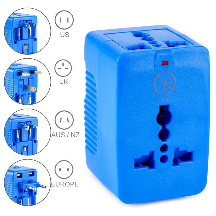 Yubi Power Dual Outlet Travel Adapter with 2 Universal Outlets - Built In Surge Protector and Neon Light Indicator... N42