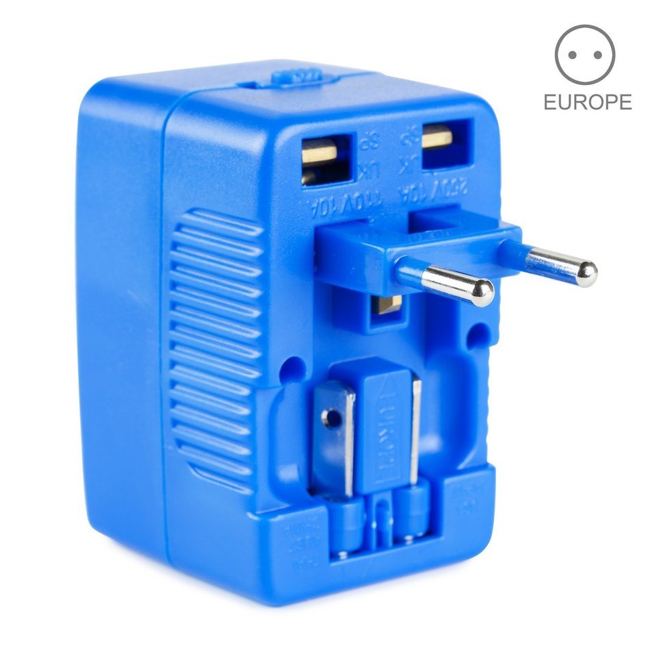 Yubi Power Dual Outlet Travel Adapter with 2 Universal Outlets - Built In Surge Protector and Neon Light Indicator... N43