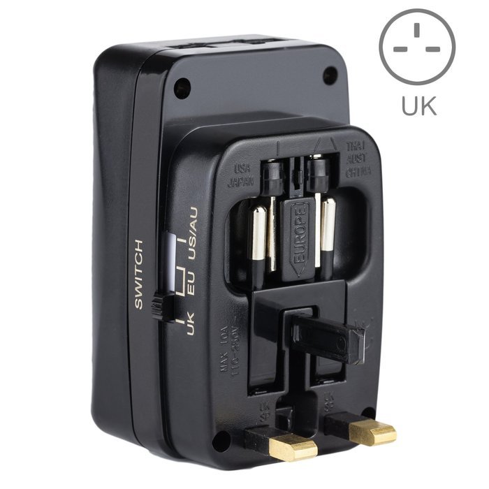 Yubi Power Dual Outlet Travel Adapter with 2 Universal Outlets - Built In Surge Protector and Neon Light Indicator... N45