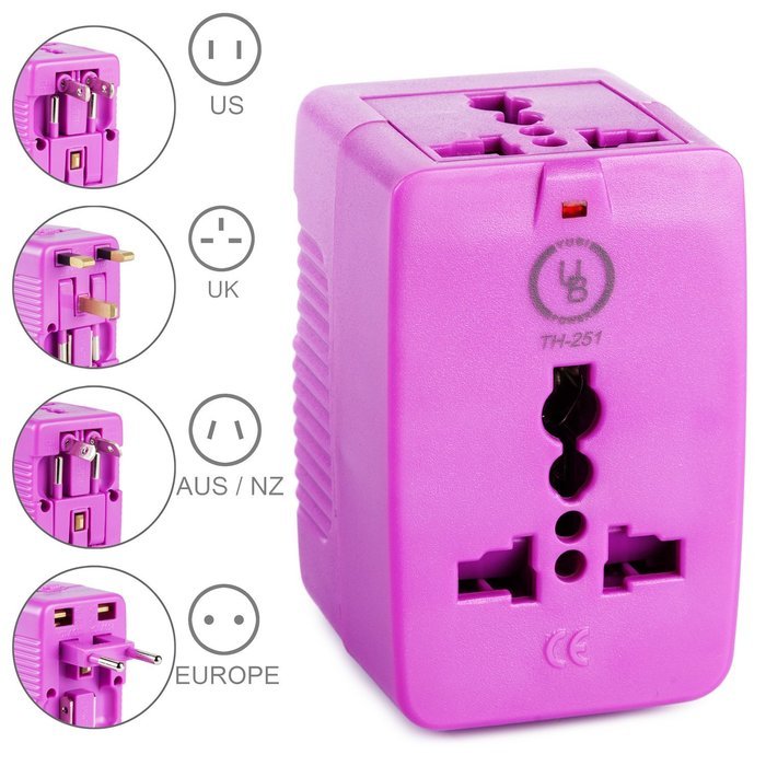 Yubi Power Dual Outlet Travel Adapter with 2 Universal Outlets - Built In Surge Protector and Neon Light Indicator... N49