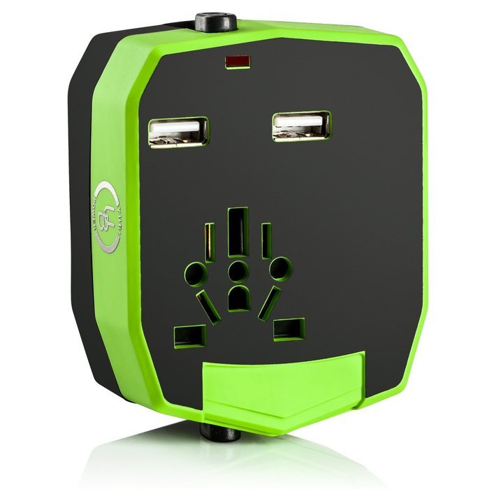 Yubi Power Dual Outlet Travel Adapter with 2 Universal Outlets - Built In Surge Protector and Neon Light Indicator... N51