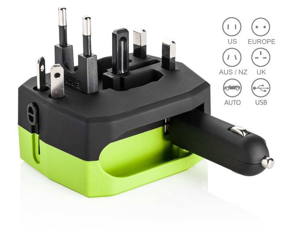Yubi Power Dual Outlet Travel Adapter with 2 Universal Outlets - Built In Surge Protector and Neon Light Indicator... N52