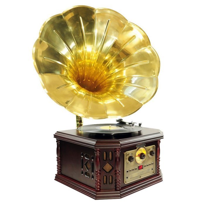 Pyle Turntable Record Player and Pre-Amplifier Package - PVNP4CD Vintage Phonograph Horn Turntable With CD, Cassette... N4