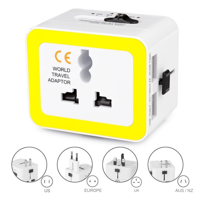 Yubi Power Dual Outlet Travel Adapter with 2 Universal Outlets - Built In Surge Protector and Neon Light Indicator... N55