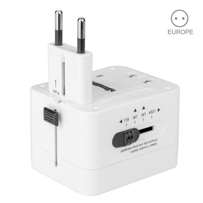 Yubi Power Dual Outlet Travel Adapter with 2 Universal Outlets - Built In Surge Protector and Neon Light Indicator... N57
