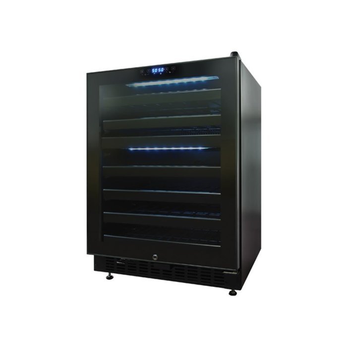 46-Bottle Dual-Zone Wine Cooler with Seamless Glass Door (Left-Hinge Model) in Black by Vinotemp