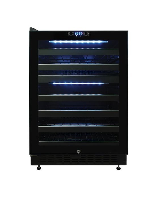46-Bottle Dual-Zone Wine Cooler with Seamless Glass Door (Left-Hinge Model) in Black by Vinotemp N2