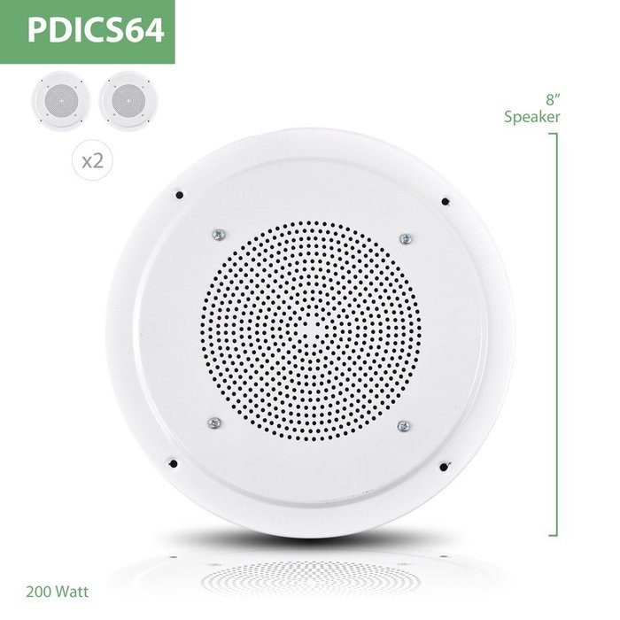 Pyle Home PDICS8 8-Inch Full Range In-Ceiling Speaker System with Transformer (Pair)