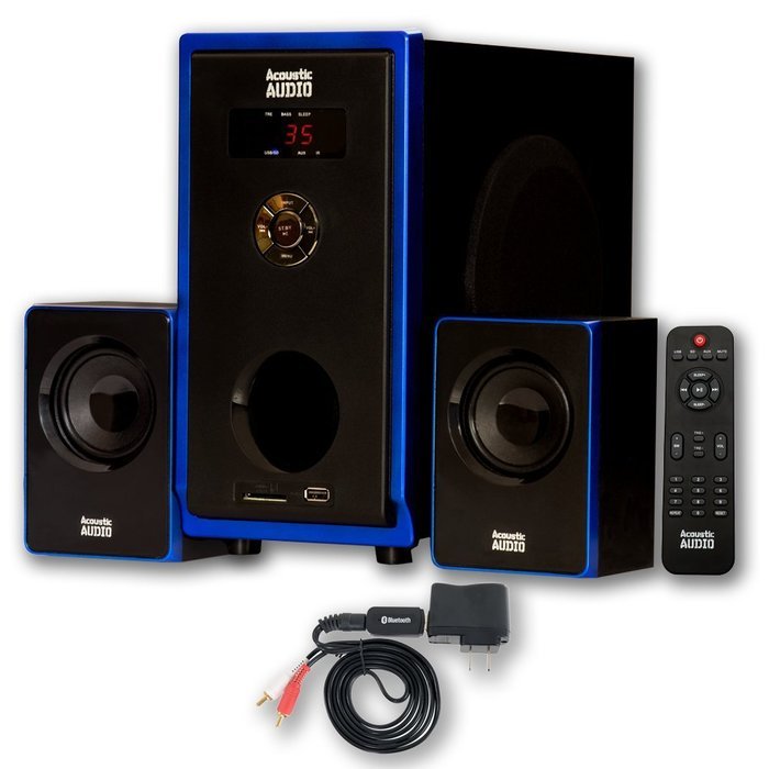 Acoustic Audio AA2102 Home 2.1 Speaker System with Bluetooth and USB Reader for Multimedia N2