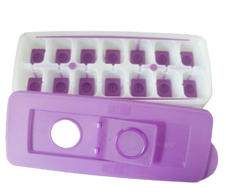 2 X Tupperware Pure & Fresh Unique Covered Cool Cubes Ice Tray in Purple With Opening Lid Contain 14 Cubes - HerbalStore... N2