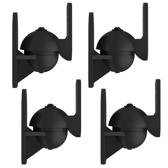 VonHaus Black Universal Wall Mount Speaker Brackets x 4