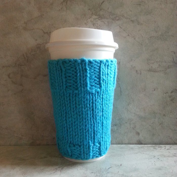 Cotton Knit Coffee Cup Sleeve Mod Blue