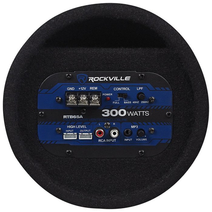 Rockville RTB65A 6.5" 300w Powered Active Car Subwoofer Bass Tube + MP3 Input