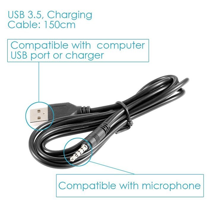 Neewer&reg; 5-Feet USB 2.0 to 3.5mm Male Audio Stereo Headphone Cable (1X Audio Cable) N5