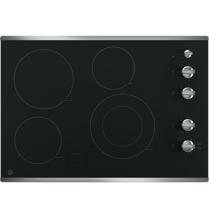 GE JP3530SJSS Built-In Knob Control Electric Cooktop, Black Ceramic Top with Stainless Steel Trim