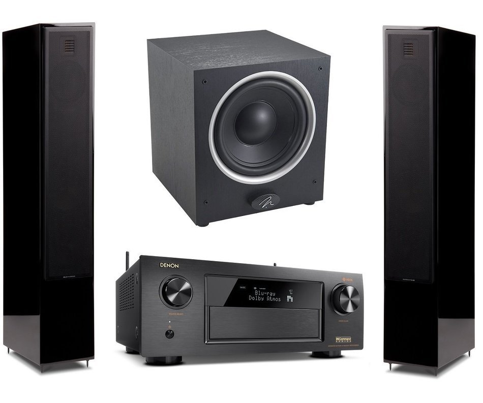 Martin Logan Motion 40 Black Floorstanding Speakers with Dynamo 500 Subwoofer and Denon AVR-X4300H A/V Receiver