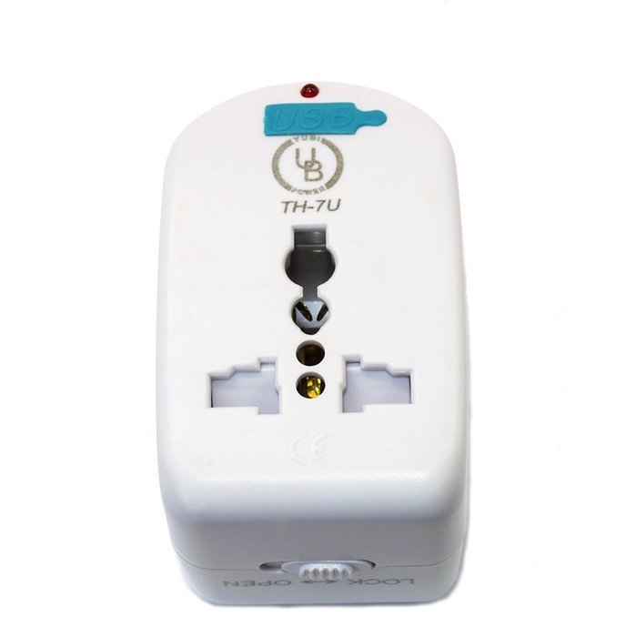 Yubi Power Dual Outlet Travel Adapter with 2 Universal Outlets - Built In Surge Protector and Neon Light Indicator... N74
