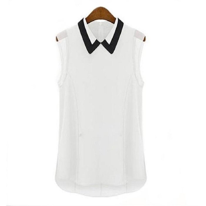 Banggood Gilrs Sleeveless Vintage Sheer Tops Lace Shirt Chiffon Blouse N2