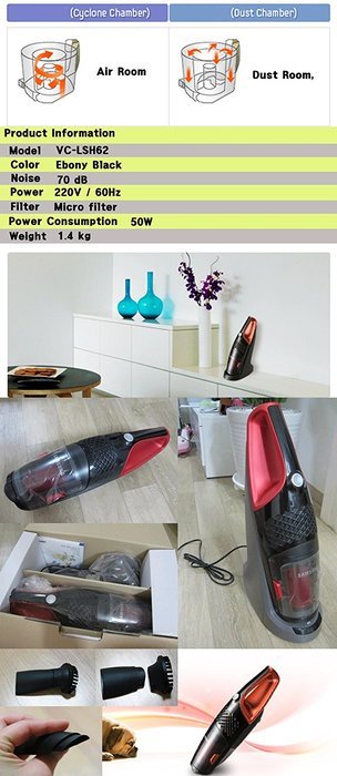 Samsung Genuine Handy Vacuum Cleaner Real Cyclone Wireless 200~240V VC-LSH62