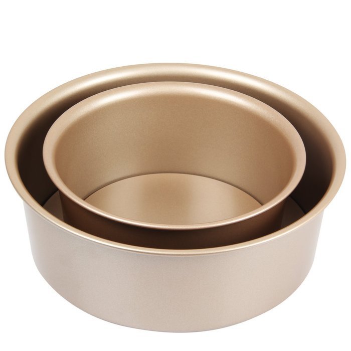 Yilove 6" and 8" Round Cake Pan with Removable Bottom (Champagne) N2