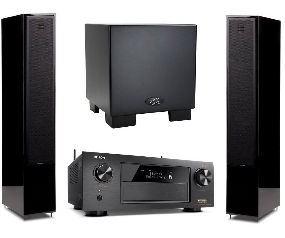 Martin Logan Motion 40 Black Floorstanding Speakers with Dynamo 700W Subwoofer and Denon AVR-X4300H A/V Receiver
