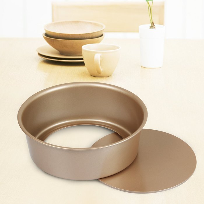 Yilove 6" and 8" Round Cake Pan with Removable Bottom (Champagne) N3