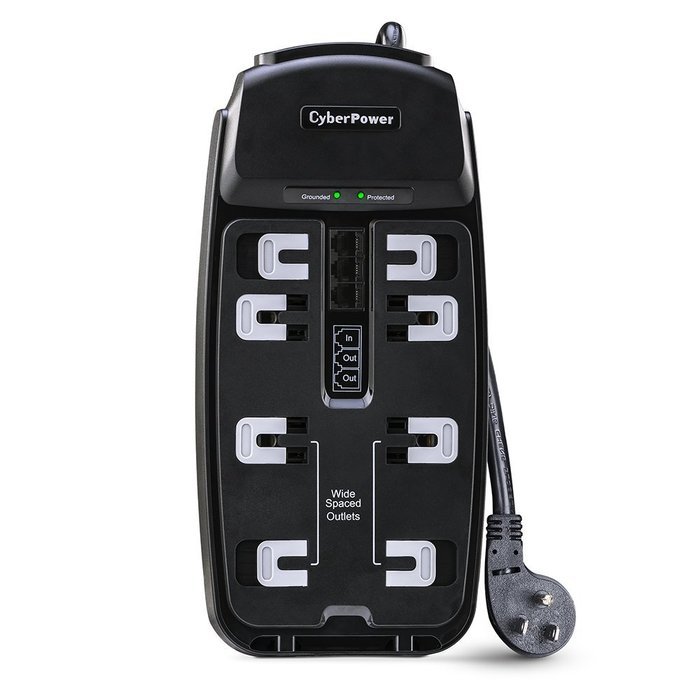 CyberPower CSP606T Surge Protector 6-Outlets 6-Ft Cord and TEL Protection 1350 Joules N18