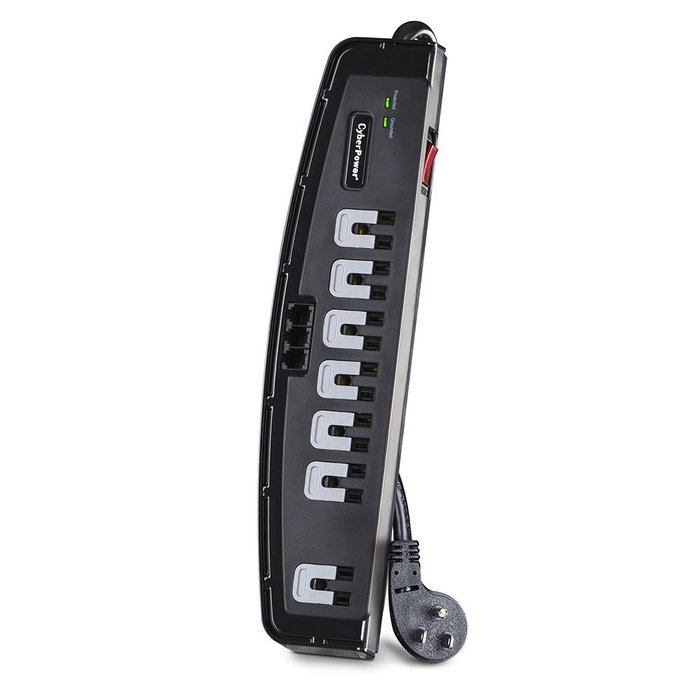 CyberPower CSP606T Surge Protector 6-Outlets 6-Ft Cord and TEL Protection 1350 Joules N19