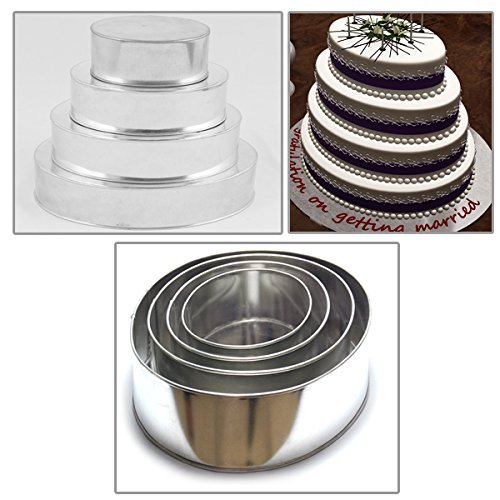 4 Tier Oval Multilayer Birthday Wedding Anniversary Cake Tins Pans 6" 8" 10 " 12"