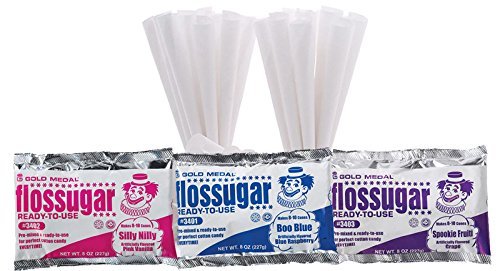 Concession Express Cotton Candy Party Kits (100 Cones-Five Flavors) N6