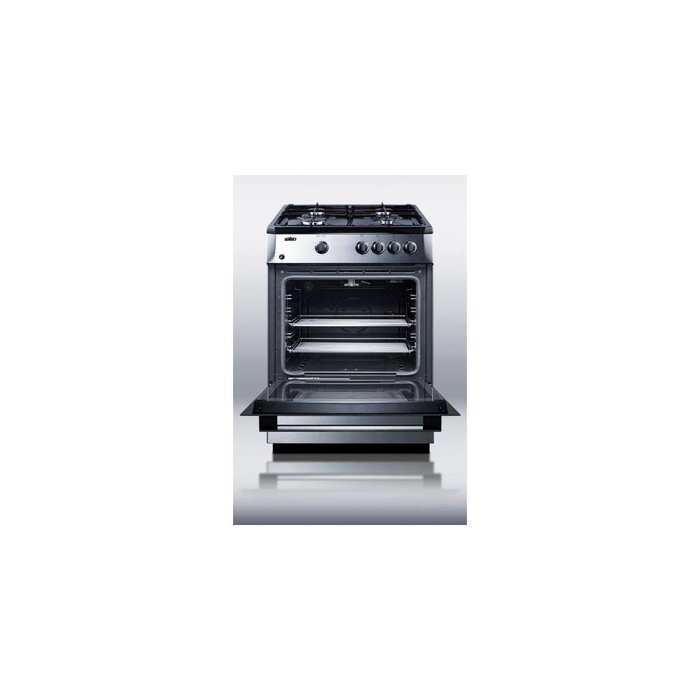 Summit Refrigeration PRO24G 24-in Deluxe Range w/ 4-Burners & Electronic Ignition, 2-Slide Out Racks, Light, Each
