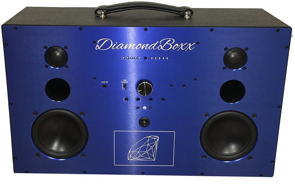 DiamondBoxx Model L Wireless BlueTooth Speaker / Boombox (Black with Blue Aluminum) N5