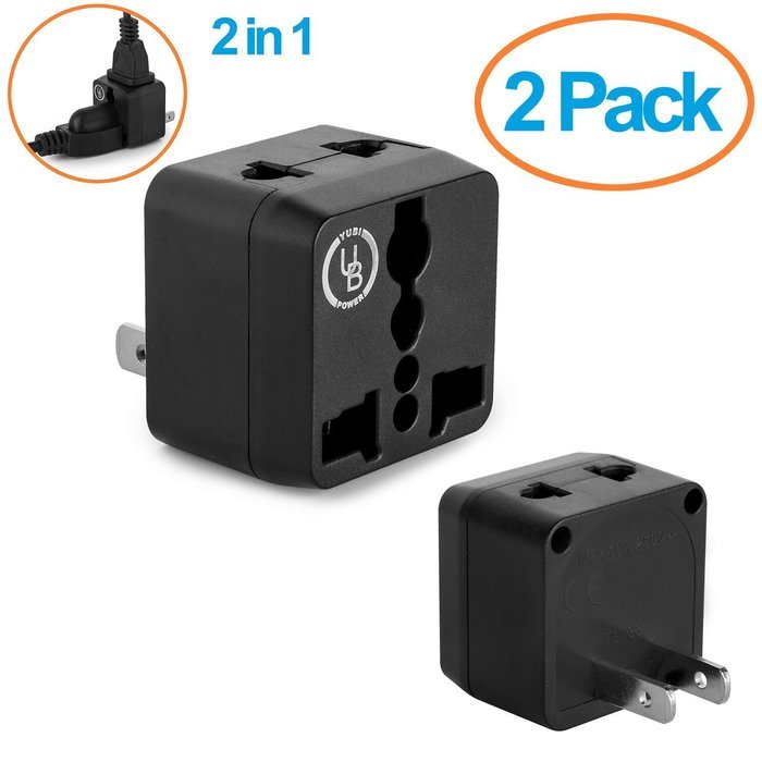 Yubi Power 2 in 1 Universal Travel Adapter with 2 Universal Outlets ...