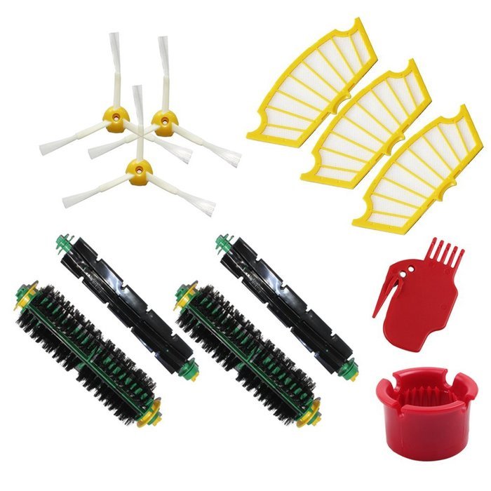 Hongfa Irobot Roomba Replacement Kits Roomba 3-arms Sidebrush, Roomba Flexible Beater Brush, Bristle Brush, Yellow... N3