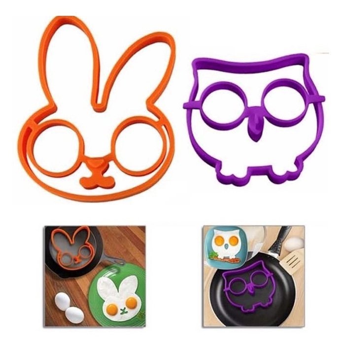 3 pack, OWL, RABBIT and Sunrise Fried Egg Ring Mold Art Breakfast N3