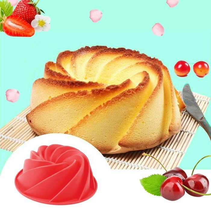 Ckeyin 9 Inch Rose Shaped Cake Pan Silicone Mold Cake Bakeware Baking Tool
