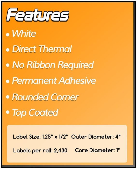 1 Inch Core - 1 x 1/2 Zebra Compatible Direct Thermal Labels 1 Roll for Zebra Desktop Printer GC420d GC420t GK420d...