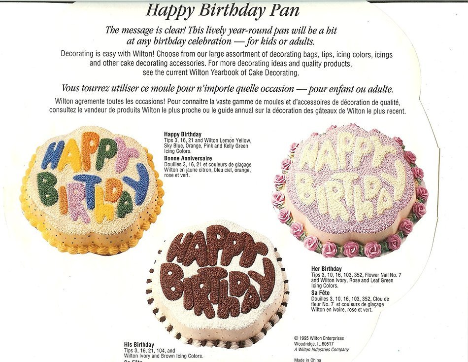 Wilton Happy Birthday Cake Pan (2105-1073, 1980) N2