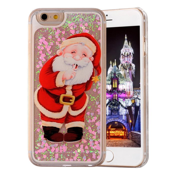 iPhone 7 Case, PHEZEN Christmas Tree Santa Claus Design Cool Quicksand Moving Stars Bling Glitter Floating Dynamic... N52
