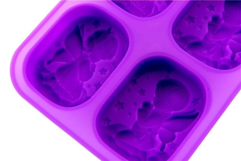 Hanperal 4 Cavity Silicone DIY Soap Mold Handmade Candle Mould Rectangular Mold with Angel Design N4
