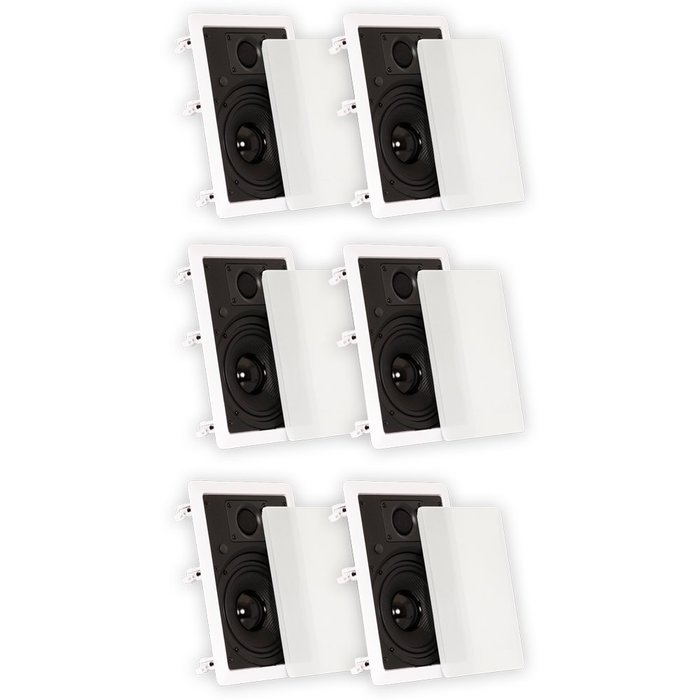 Theater Solutions TS65W In Wall 6.5" Speakers Surround Sound Home Theater 3 Pair Pack