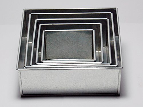 5 Tier Square Multilayer Wedding Birthday Anniversary Cake Baking Tins - Cake Pans 6" 7" 8" 9" 10" - EUROTINS